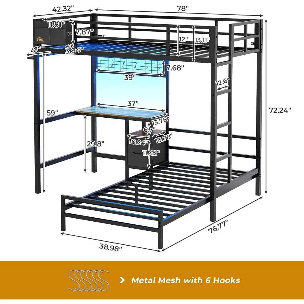 Twin Over Twin Bunk Bed Desk