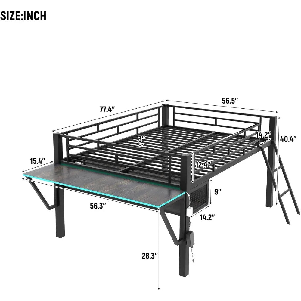 Full Metal Loft Bed with Desk