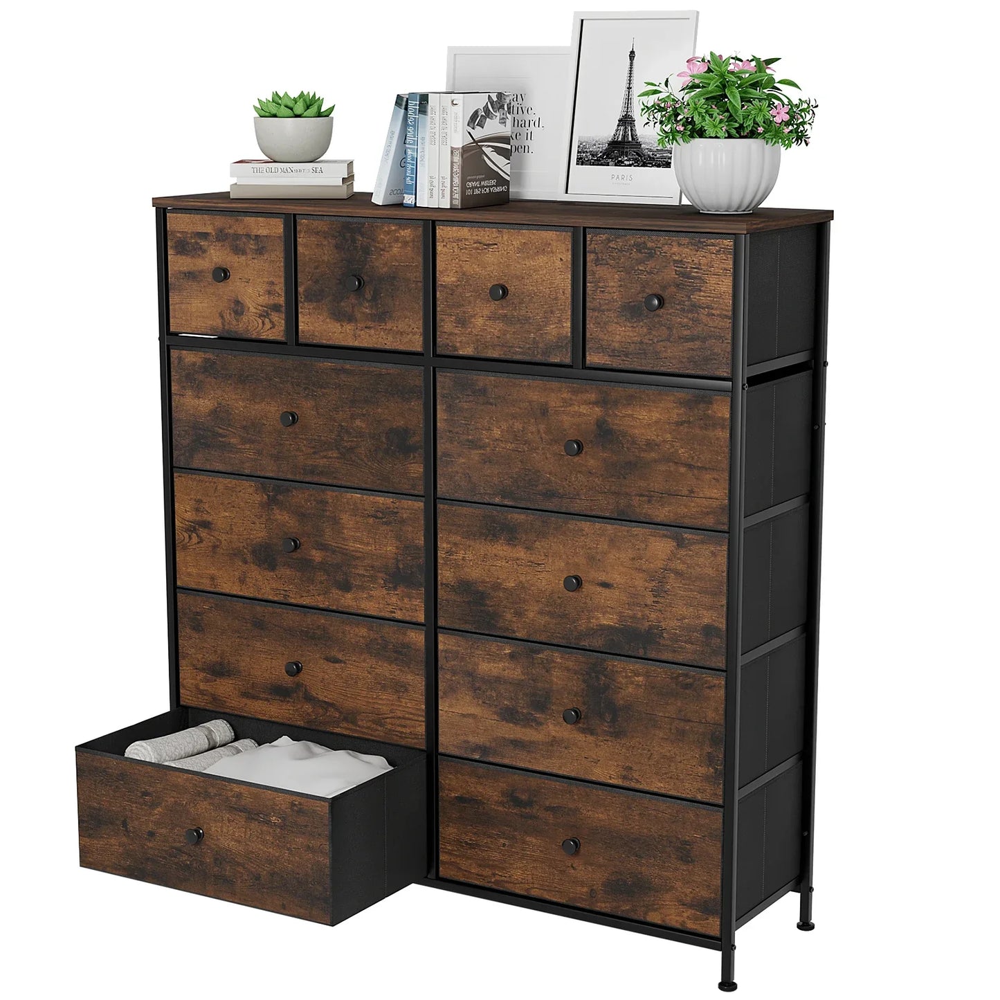 Tall Fabric Dresser with Drawers