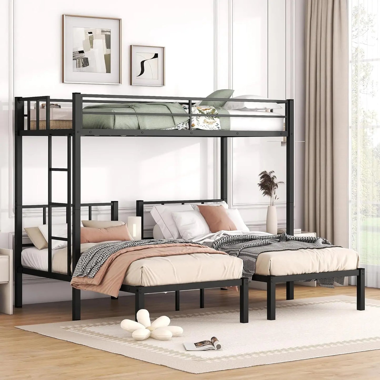 Twin Triple Bunk Bed with Desk