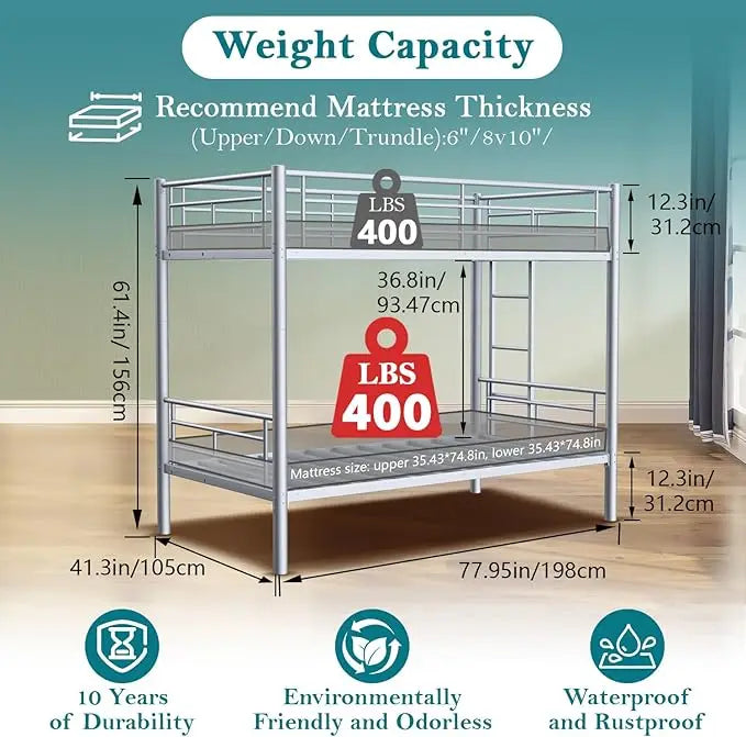 Twin Over Twin Metal Bunk Bed