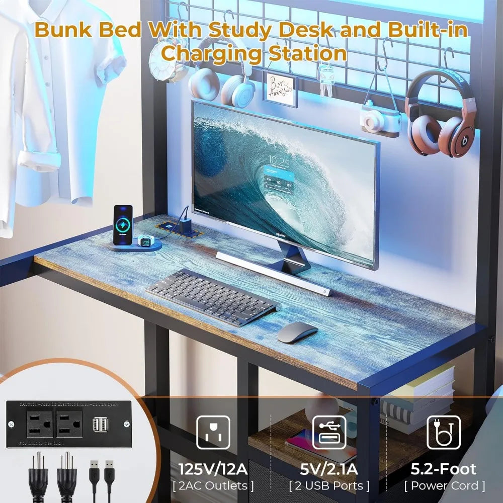 Twin Over Twin Bunk Bed Desk