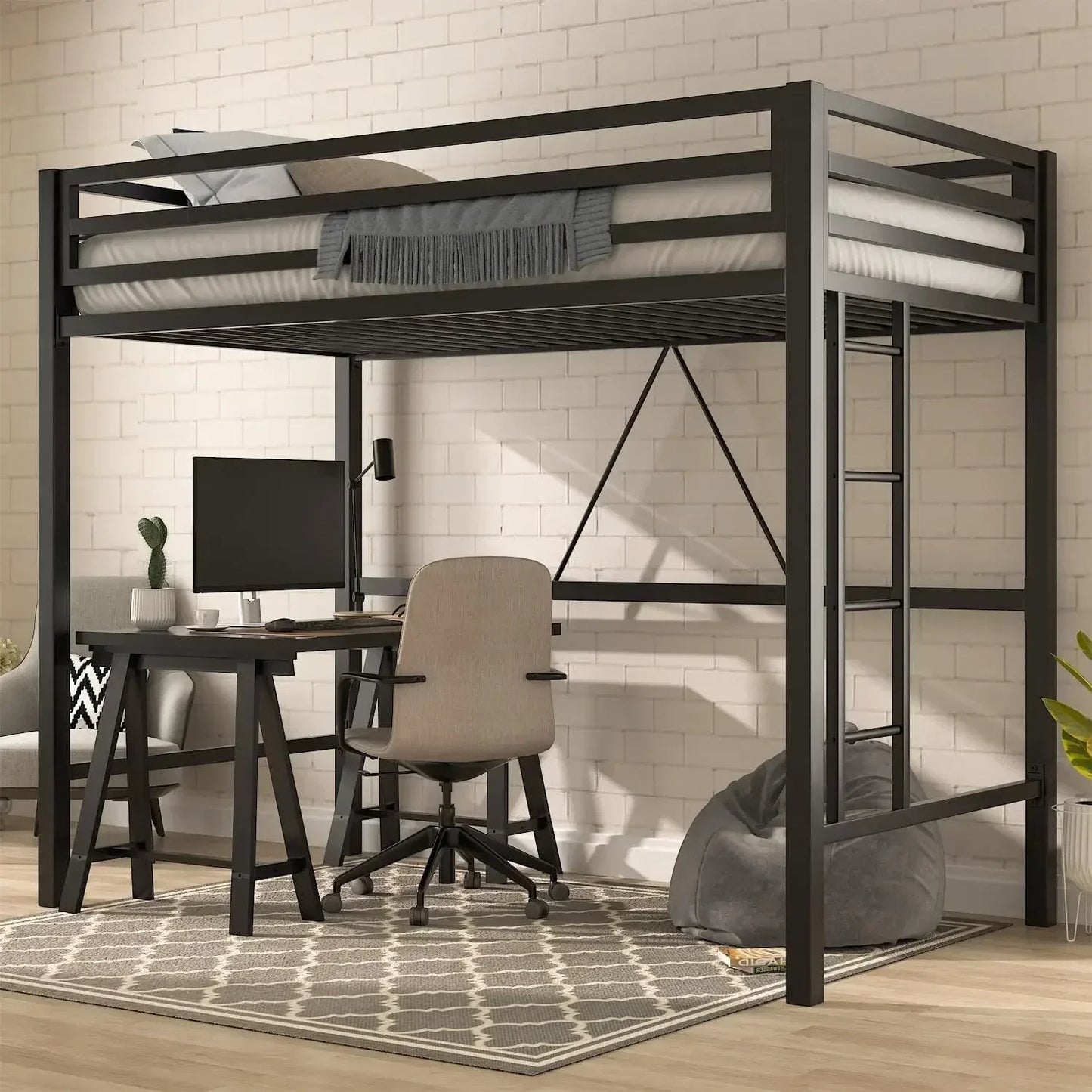 Twin Metal Loft Bed Frame