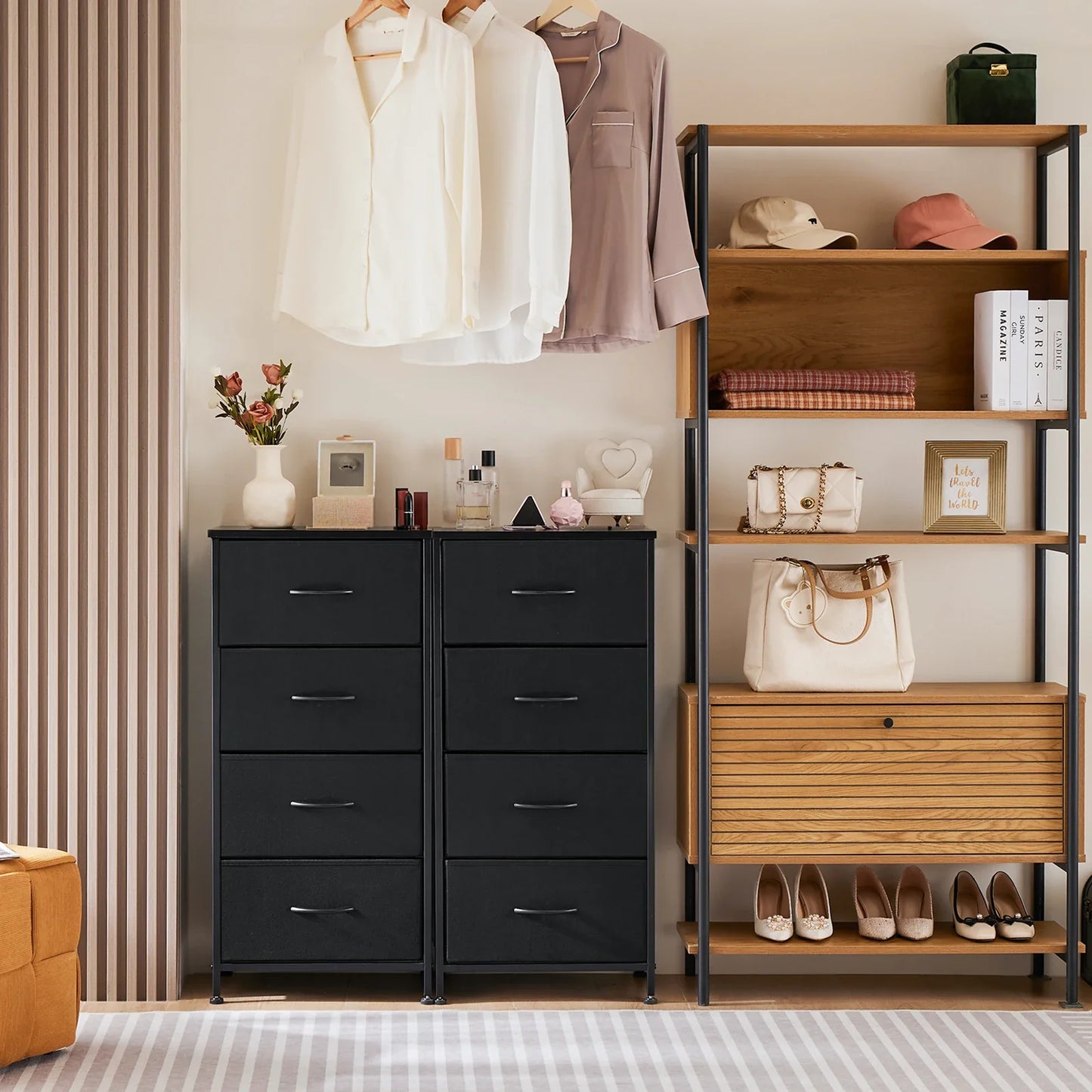 Dresser with 4 Fabric Drawers