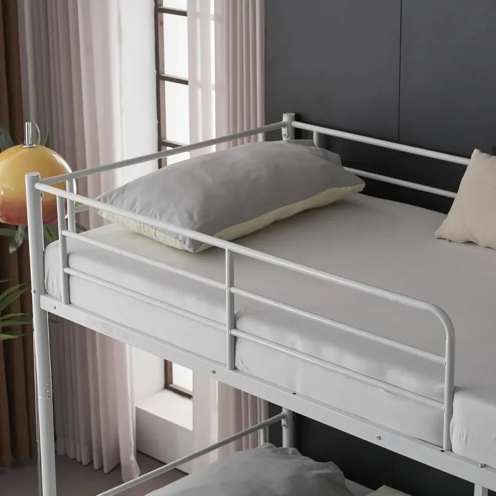 White Twin Bunk Bed with Storage