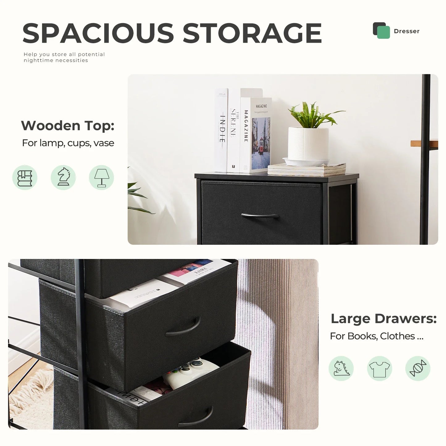 Dresser with 4 Fabric Drawers