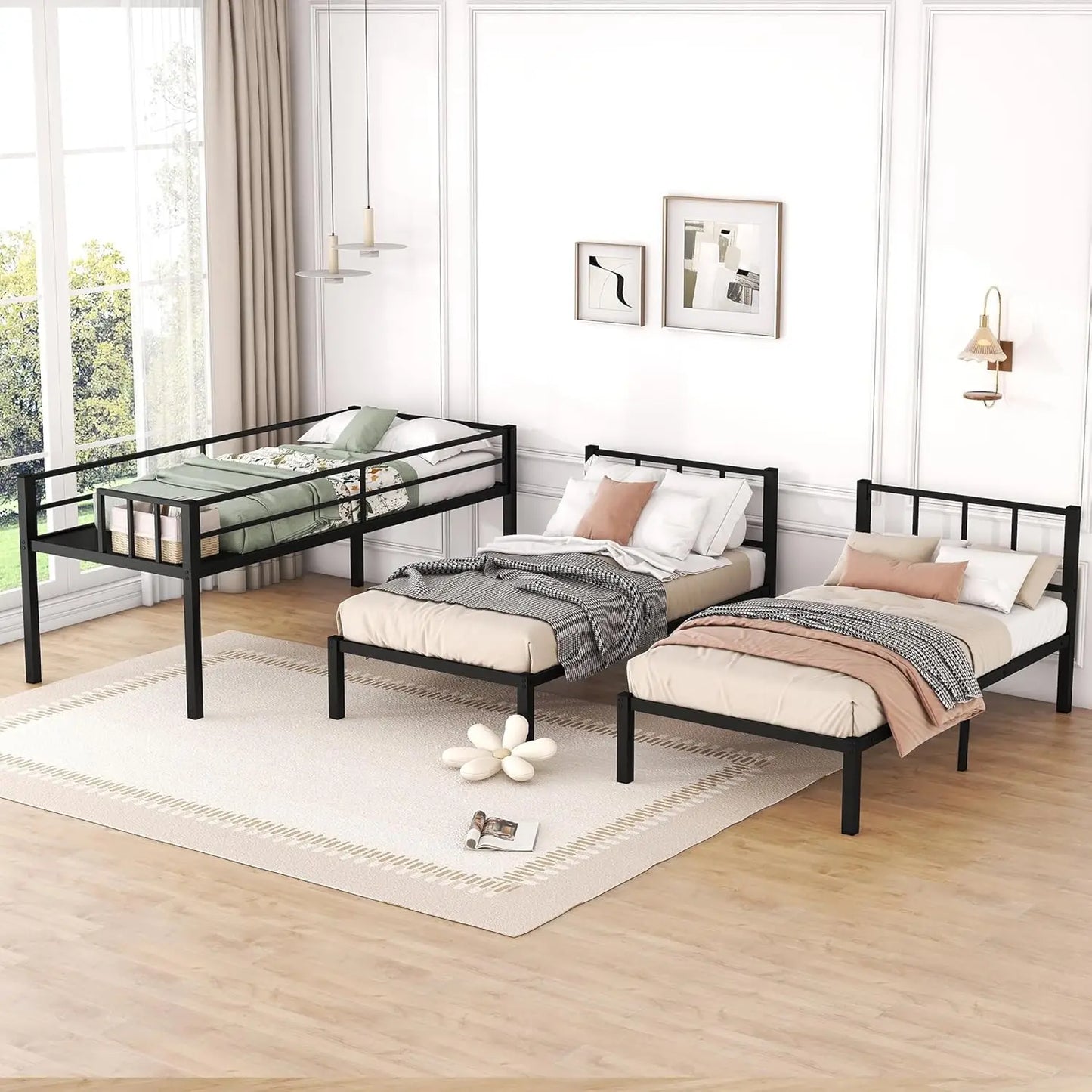 Twin Triple Bunk Bed with Desk