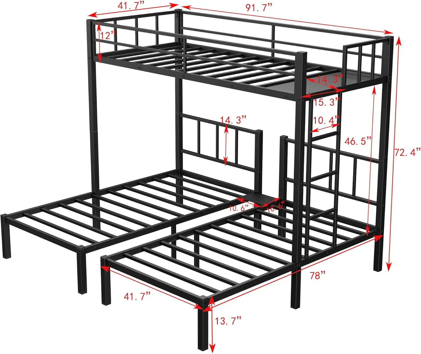 Twin Triple Bunk Bed with Desk