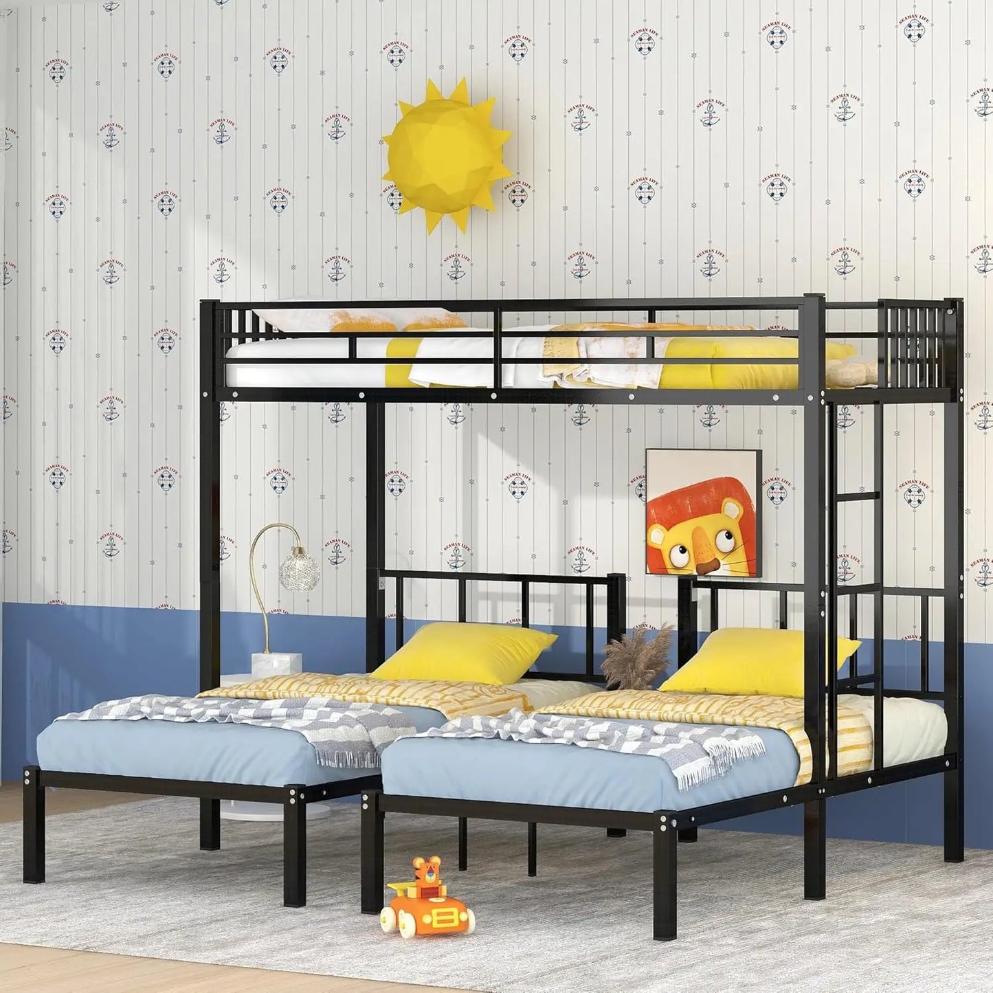 Twin Triple Bunk Bed with Desk
