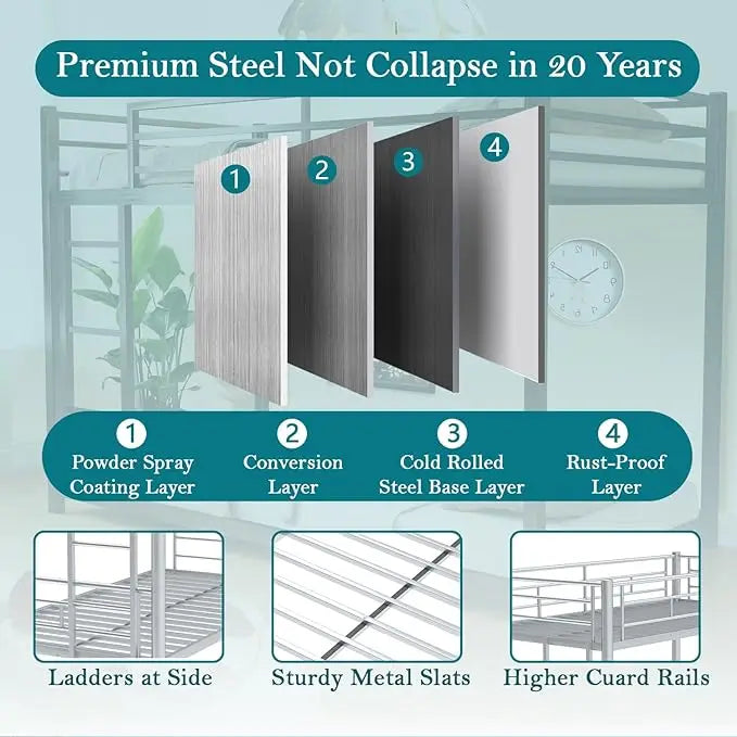 Twin Over Twin Metal Bunk Bed