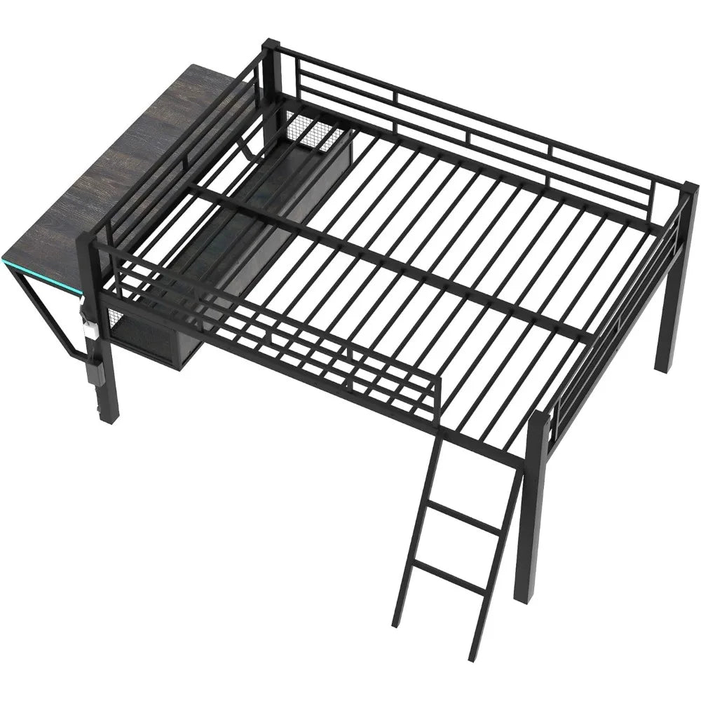 Full Metal Loft Bed with Desk