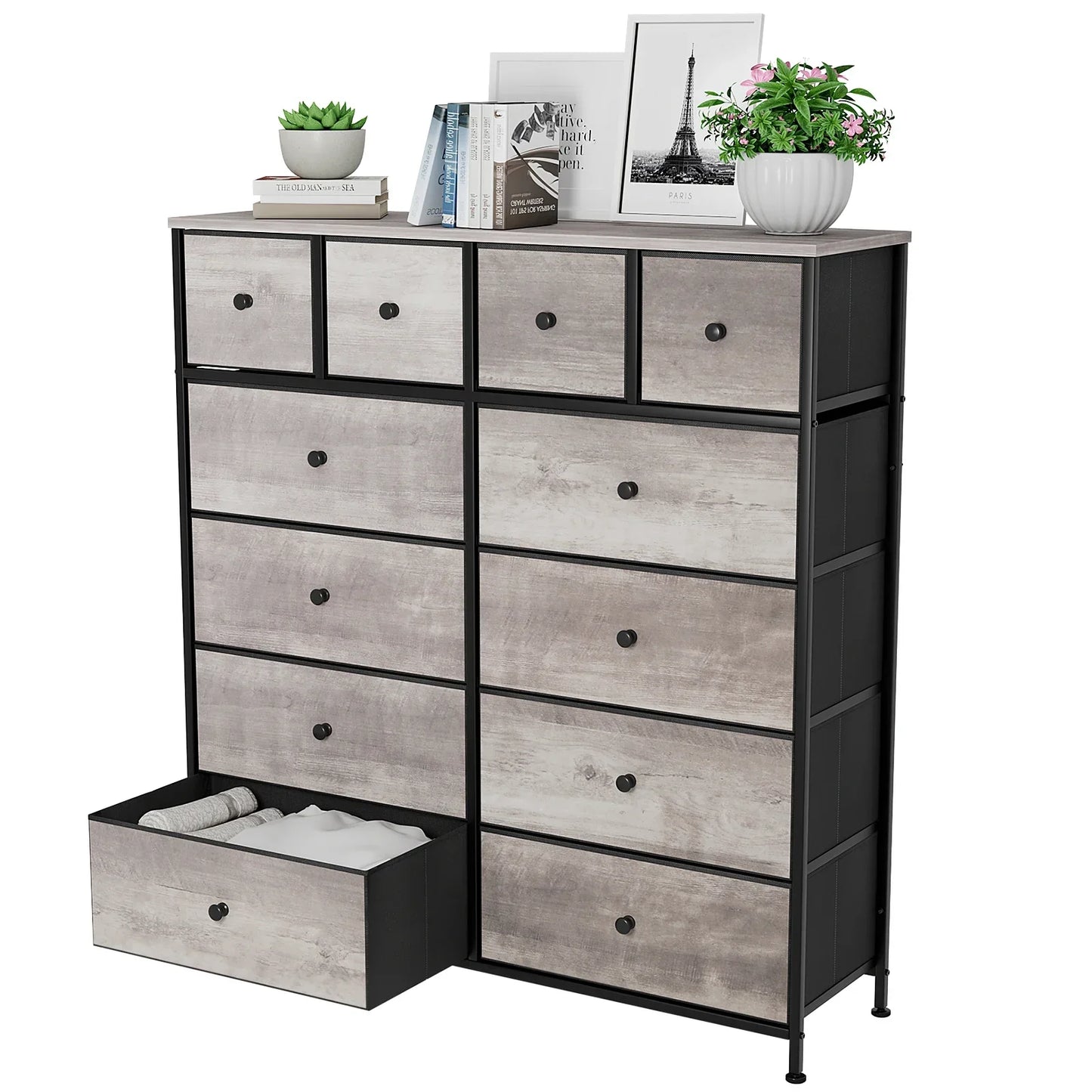Tall Fabric Dresser with Drawers