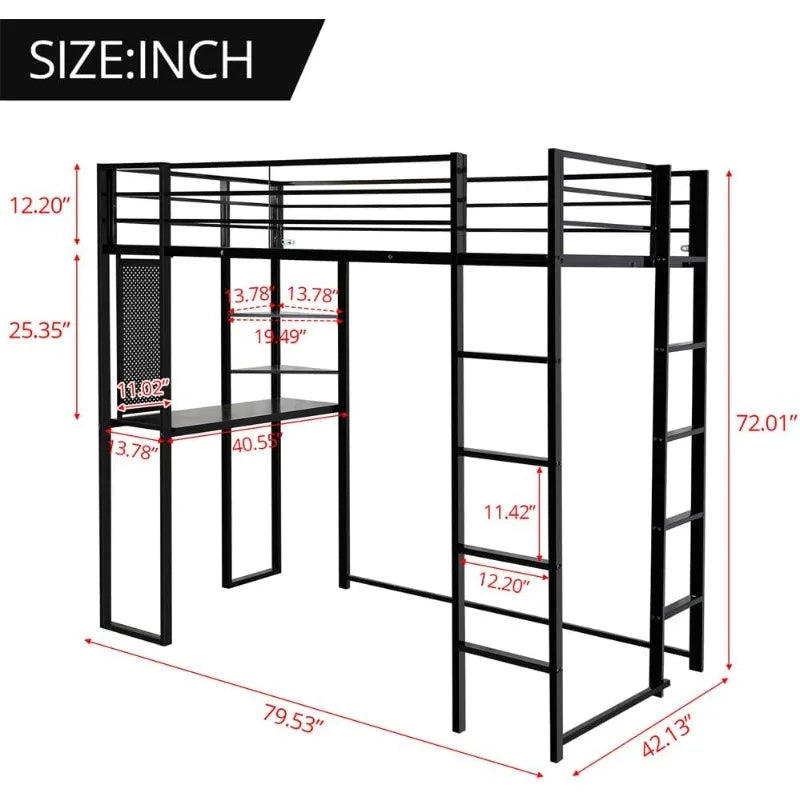 Twin Loft Bed with Desk