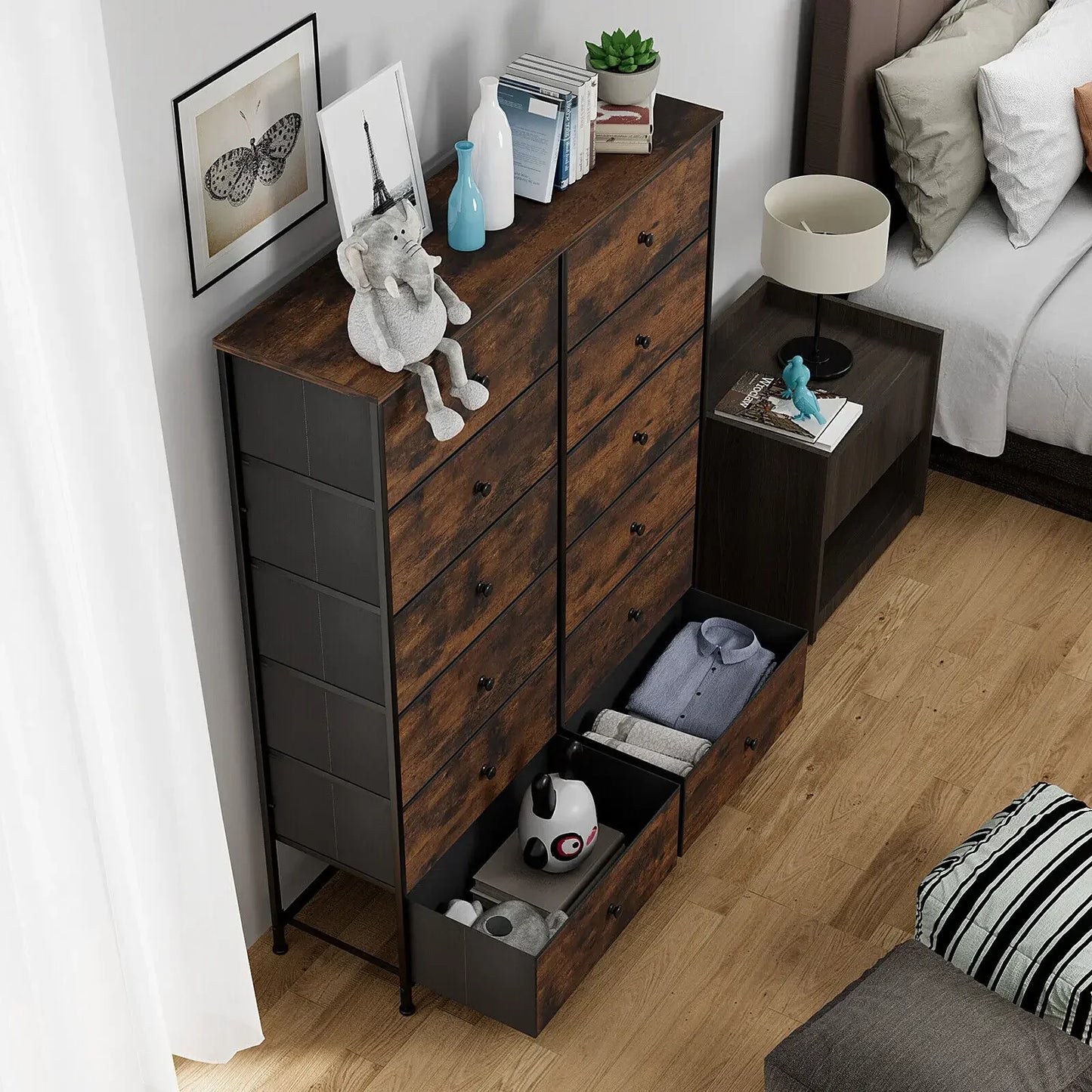 Tall Fabric Dresser with Drawers