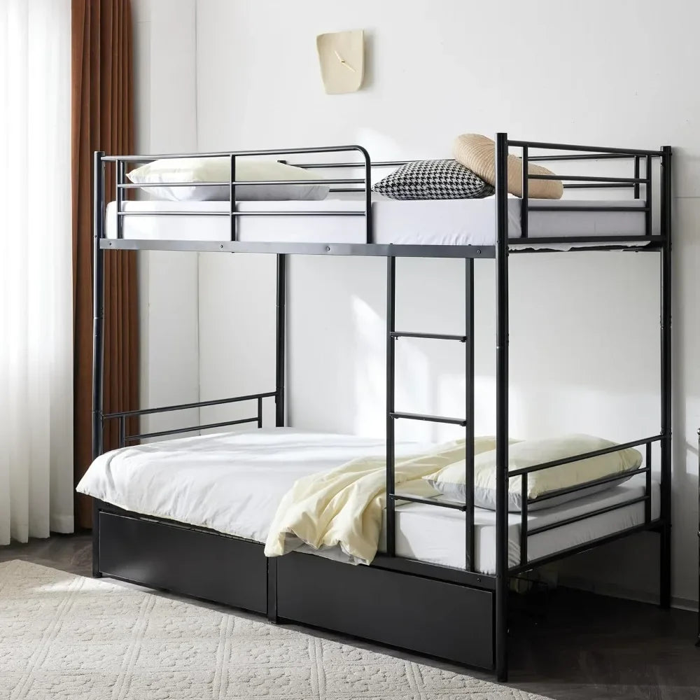 White Twin Bunk Bed with Storage