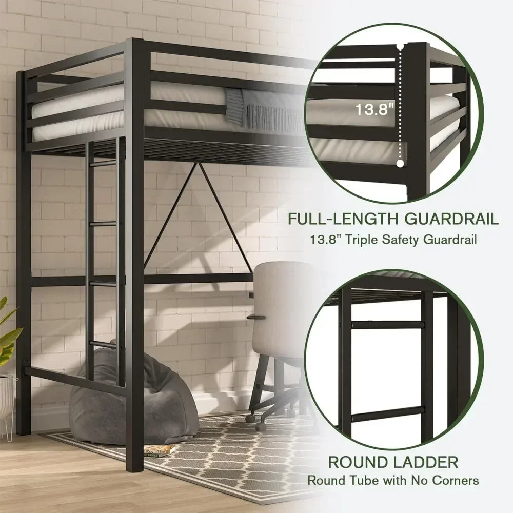 Twin Metal Loft Bed Frame