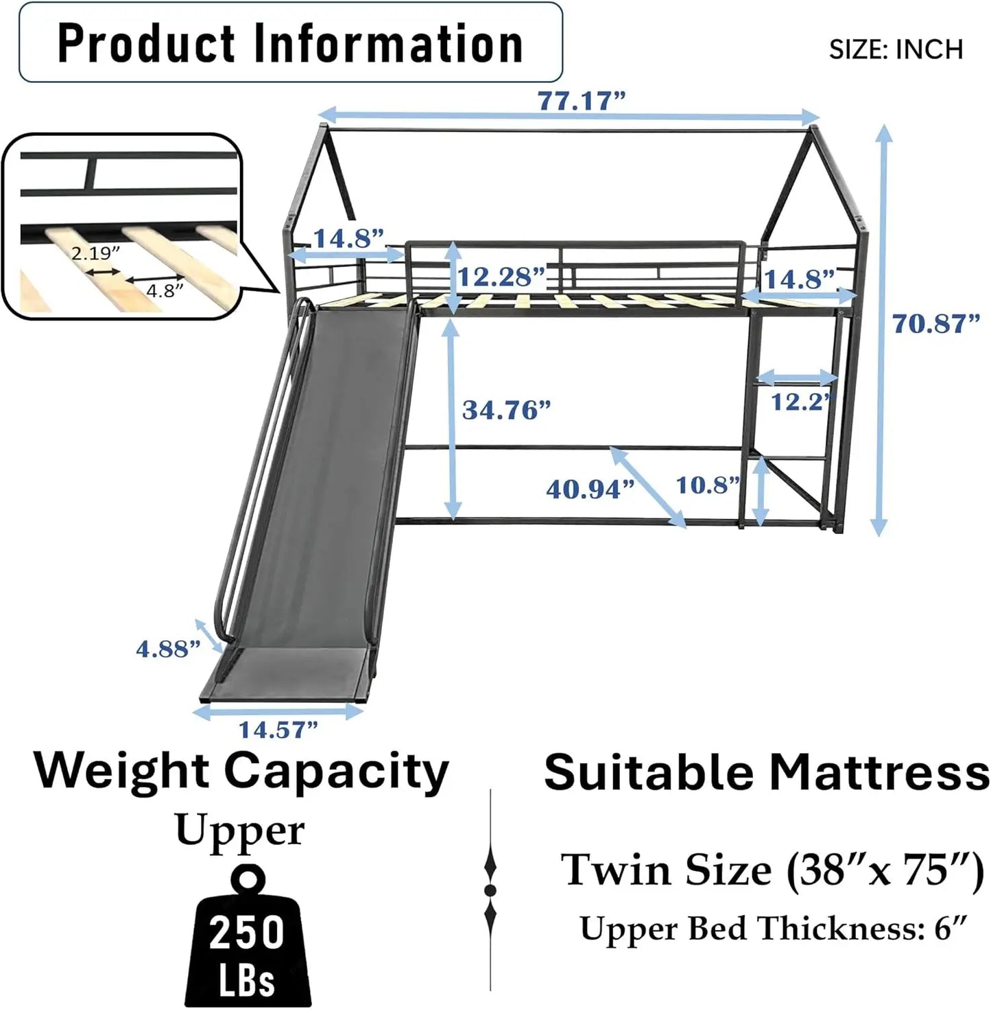 Twin Bunk Bed with Slide