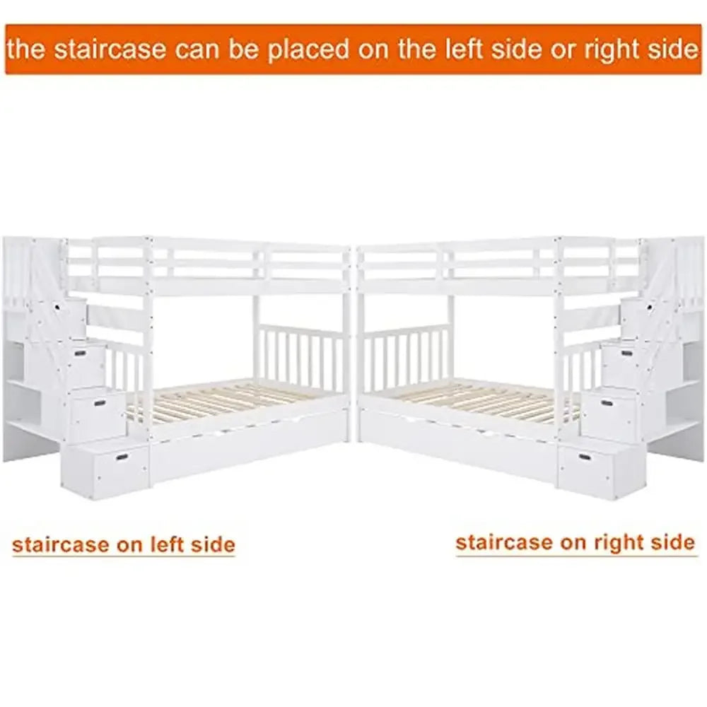 Solid Wood Bunk Bed with Trundle