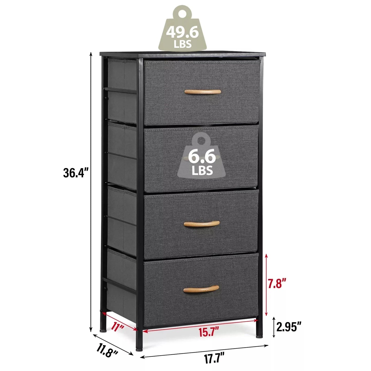 Vertical Dresser with 4 Drawers