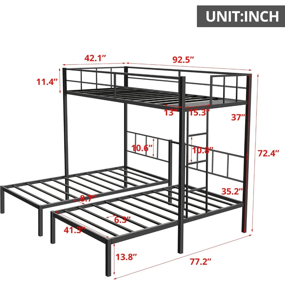 Metal Triple Twin Bunk Bed