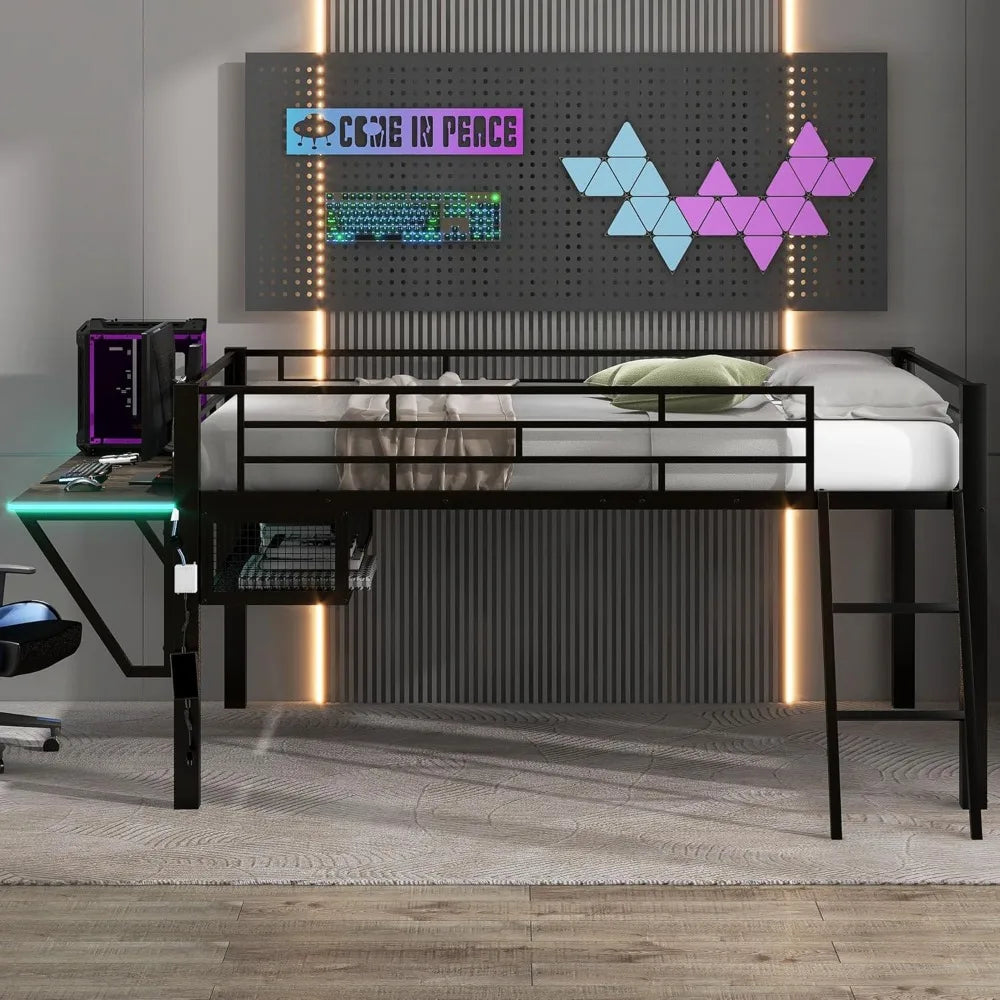 Full Metal Loft Bed with Desk