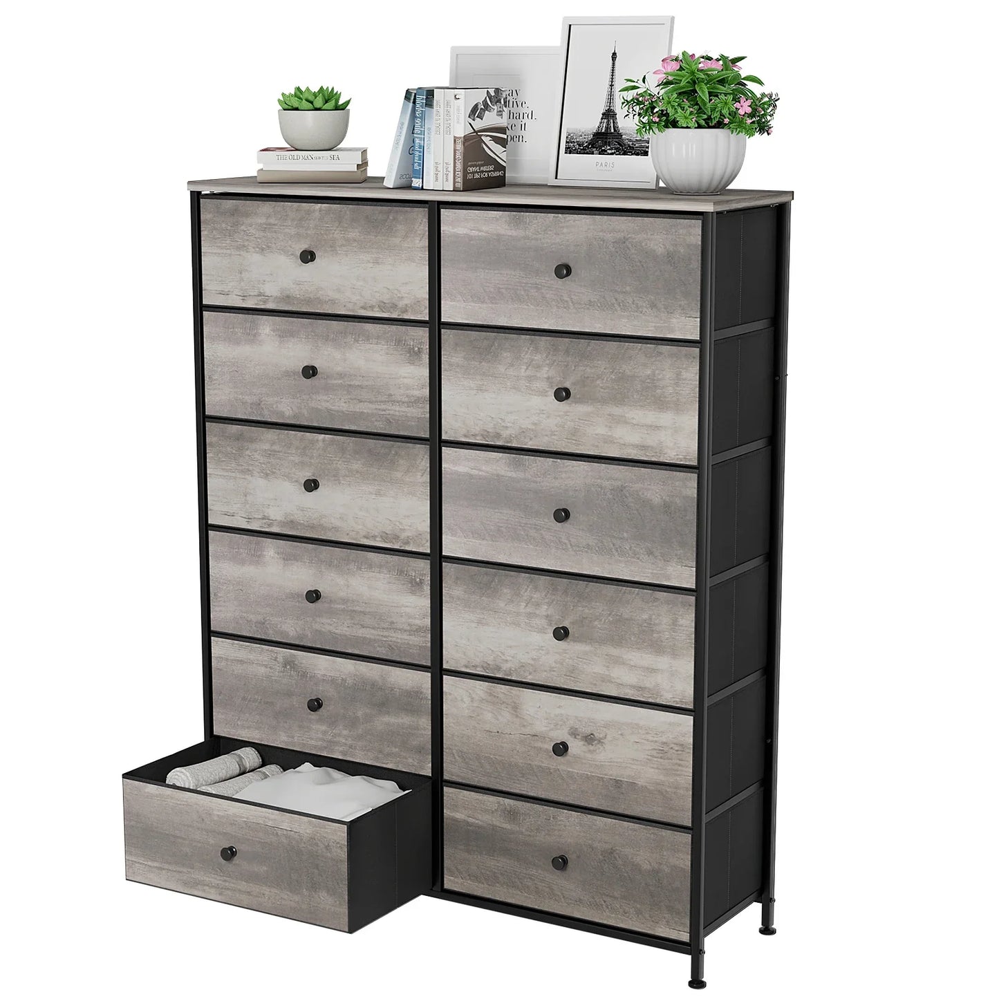 Tall Fabric Dresser with Drawers