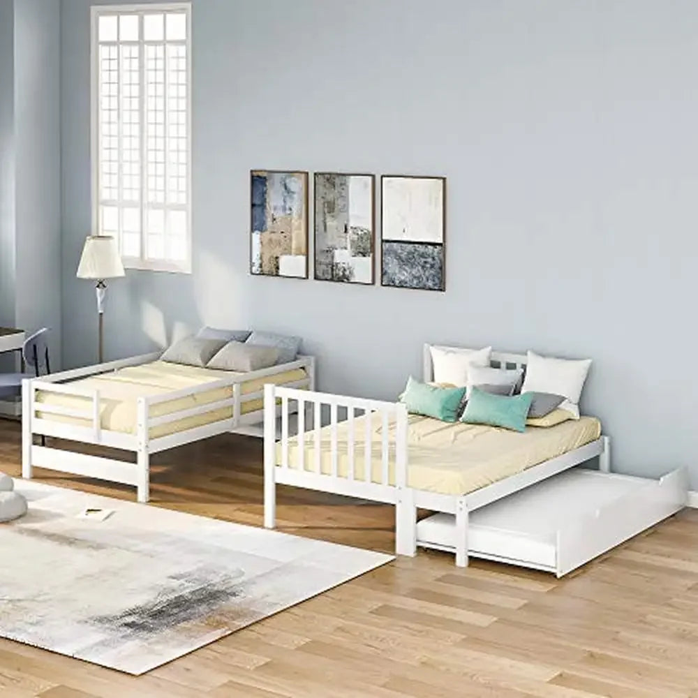 Solid Wood Bunk Bed with Trundle
