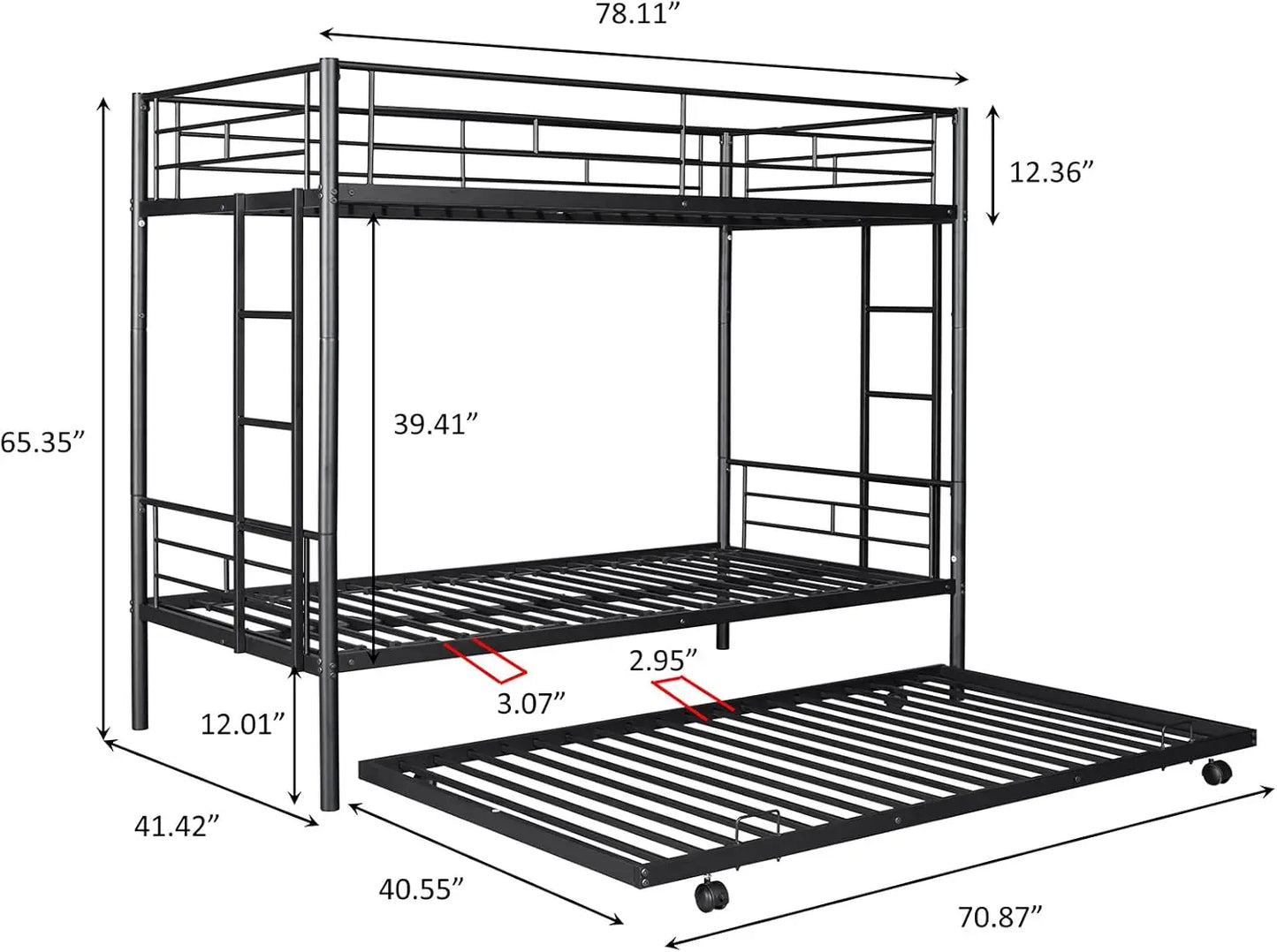 Twin Over Twin Bunk Bed Trundle