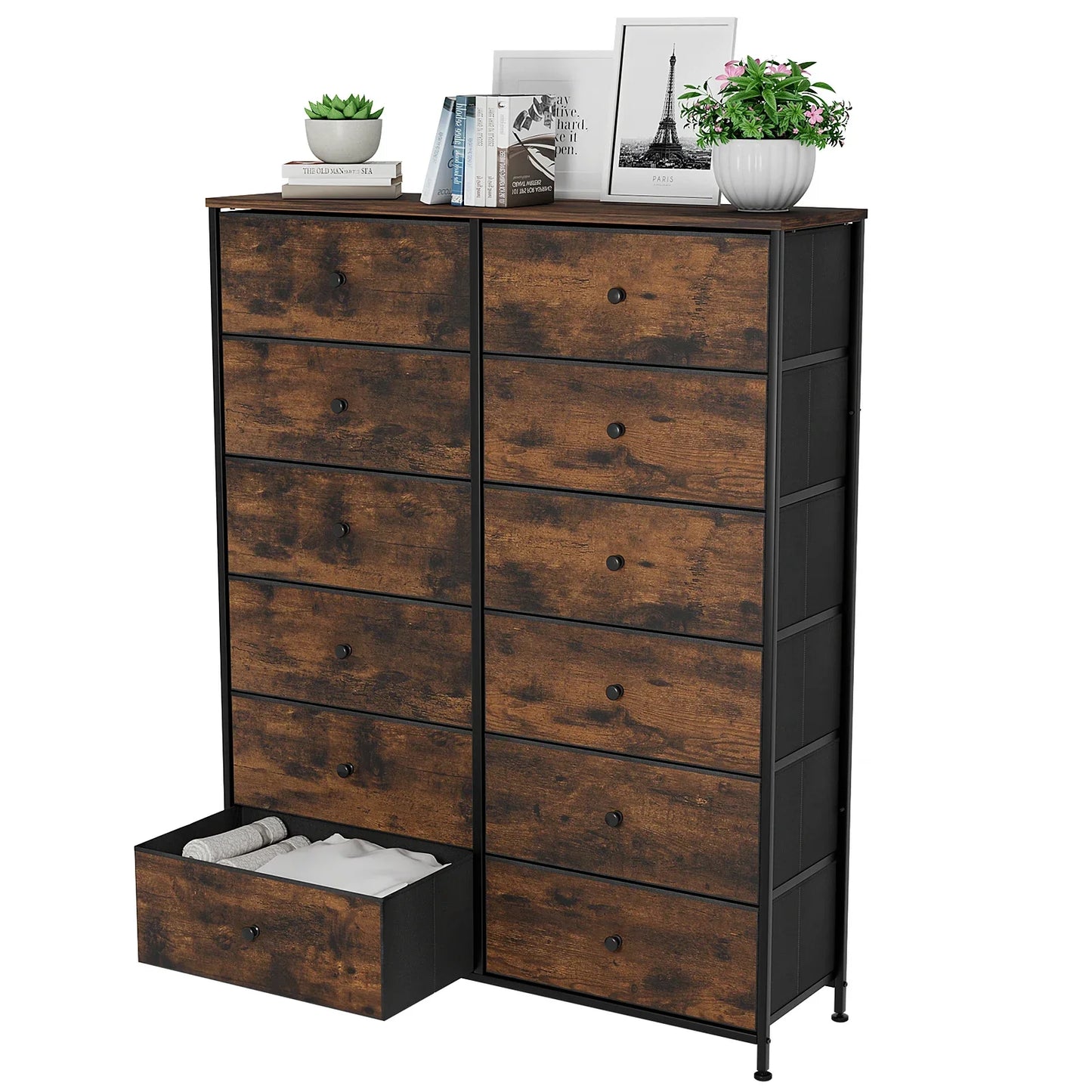 Tall Fabric Dresser with Drawers