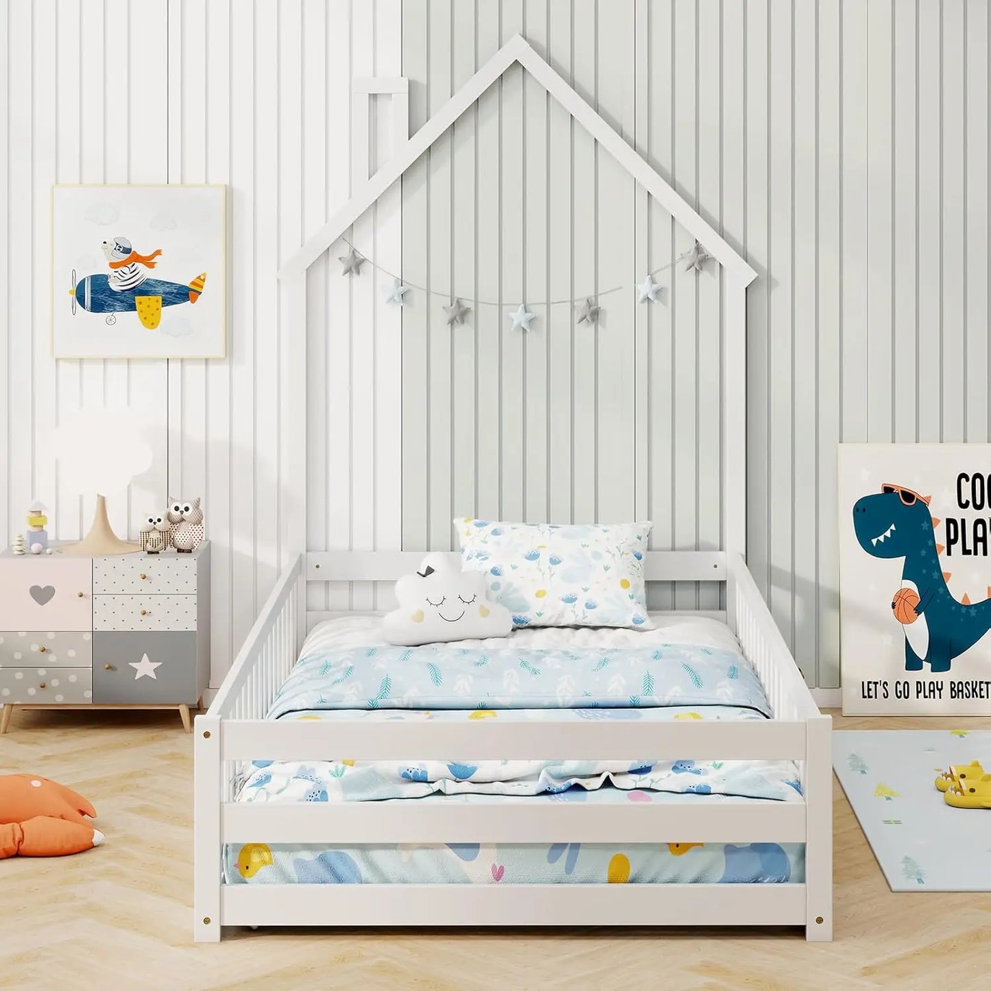 Twin House Floor Bed Wood