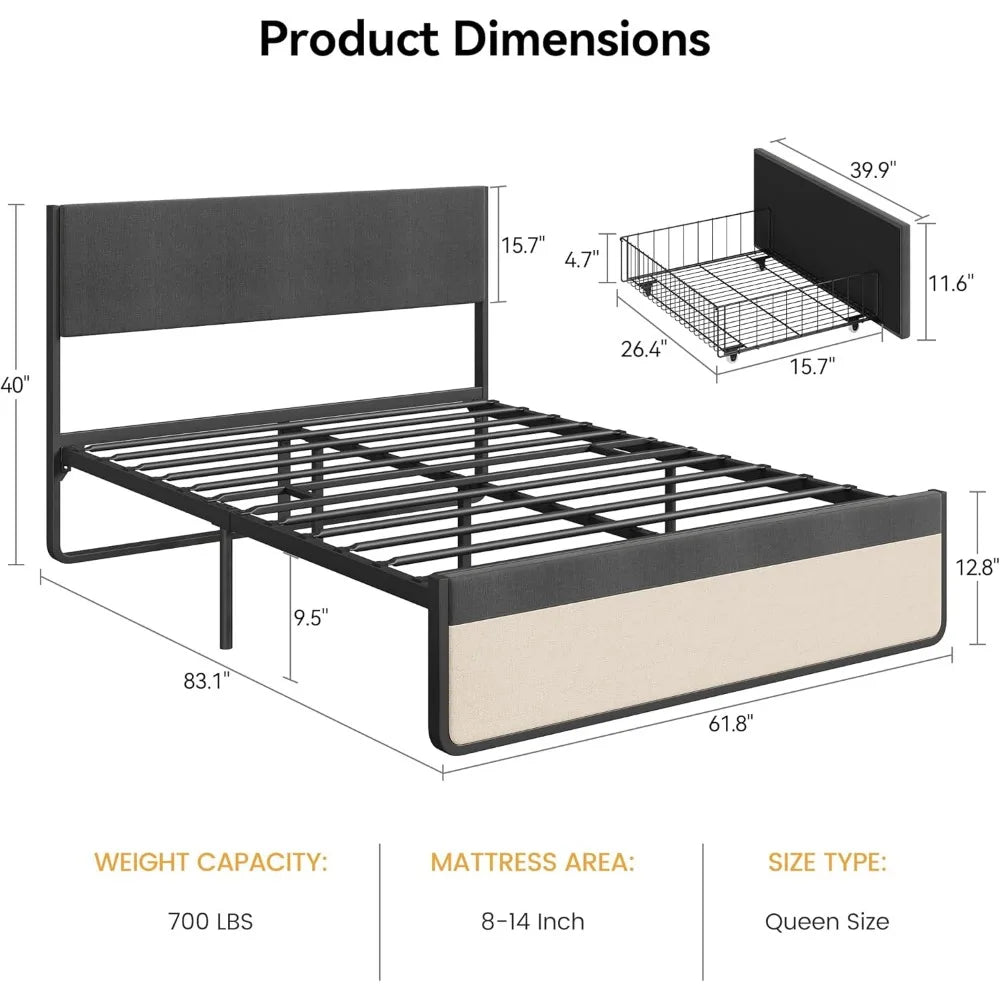 Queen Bed Frame with Storage
