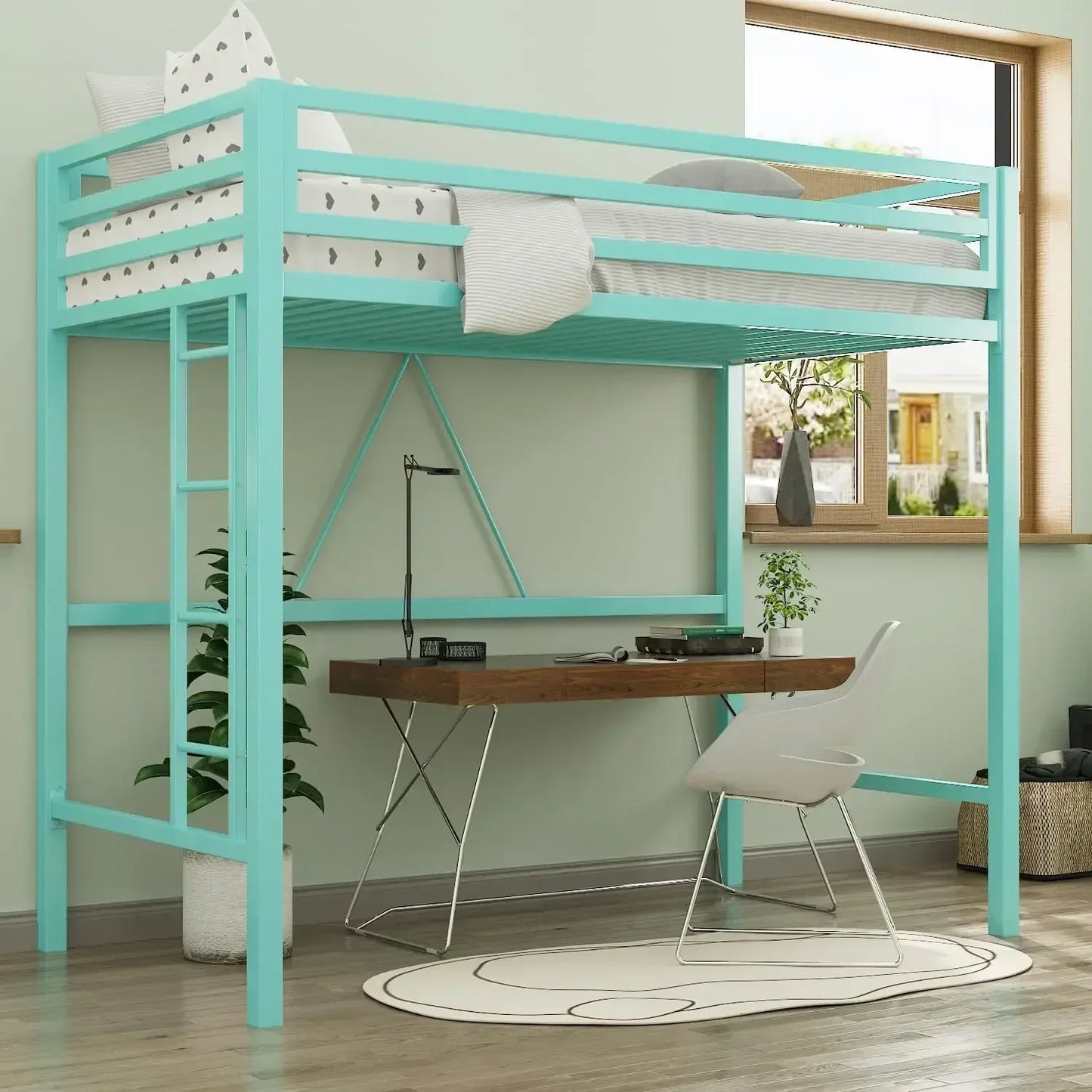 Twin Metal Loft Bed Frame