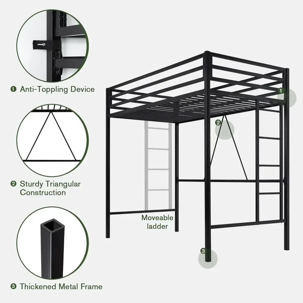Twin Metal Loft Bed Frame