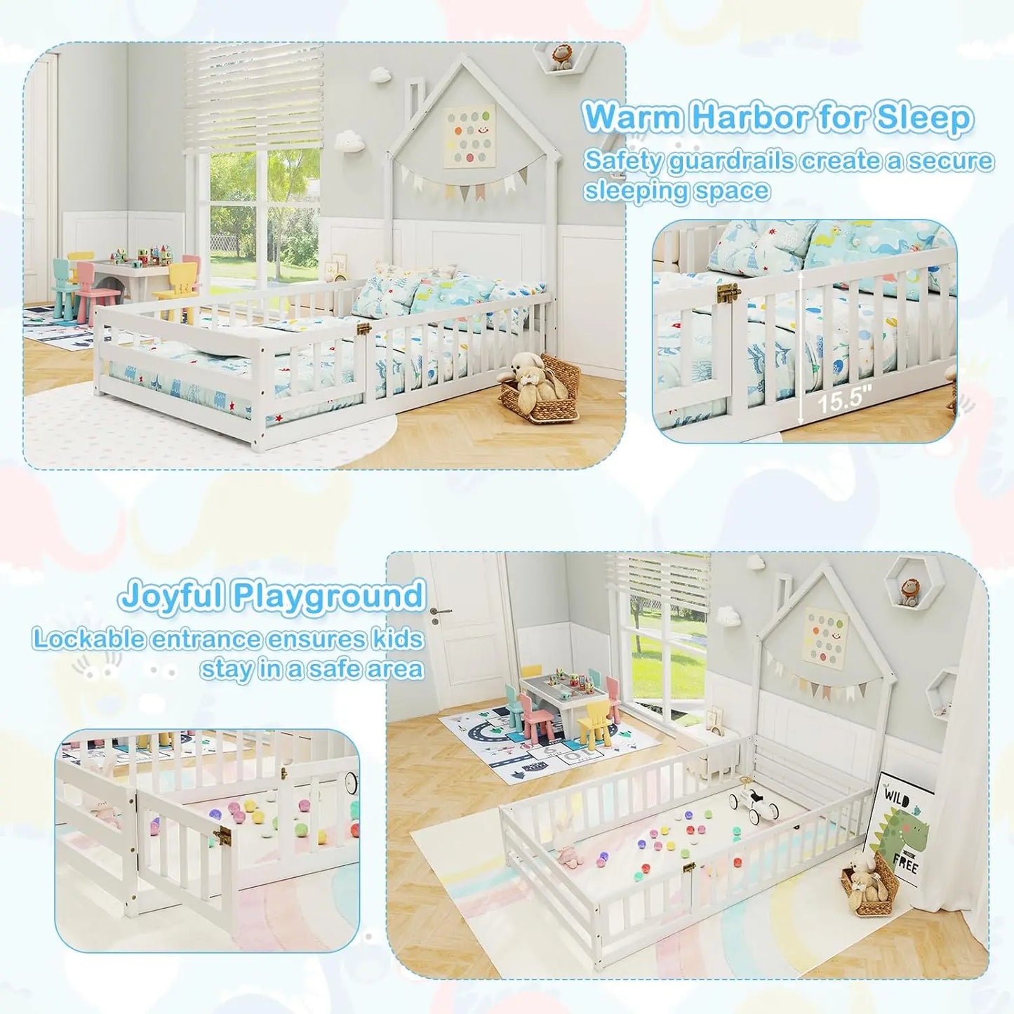 Twin House Floor Bed Wood