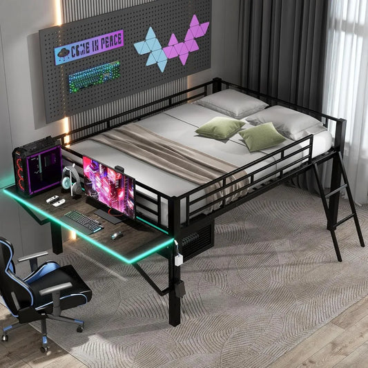 Full Metal Loft Bed with Desk