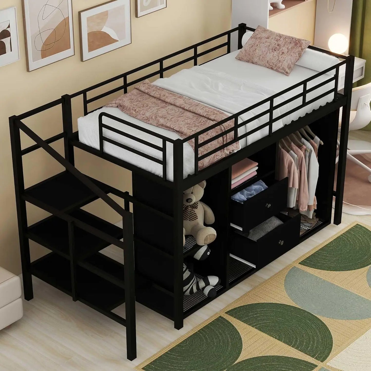 Full Metal Loft Bed with Desk