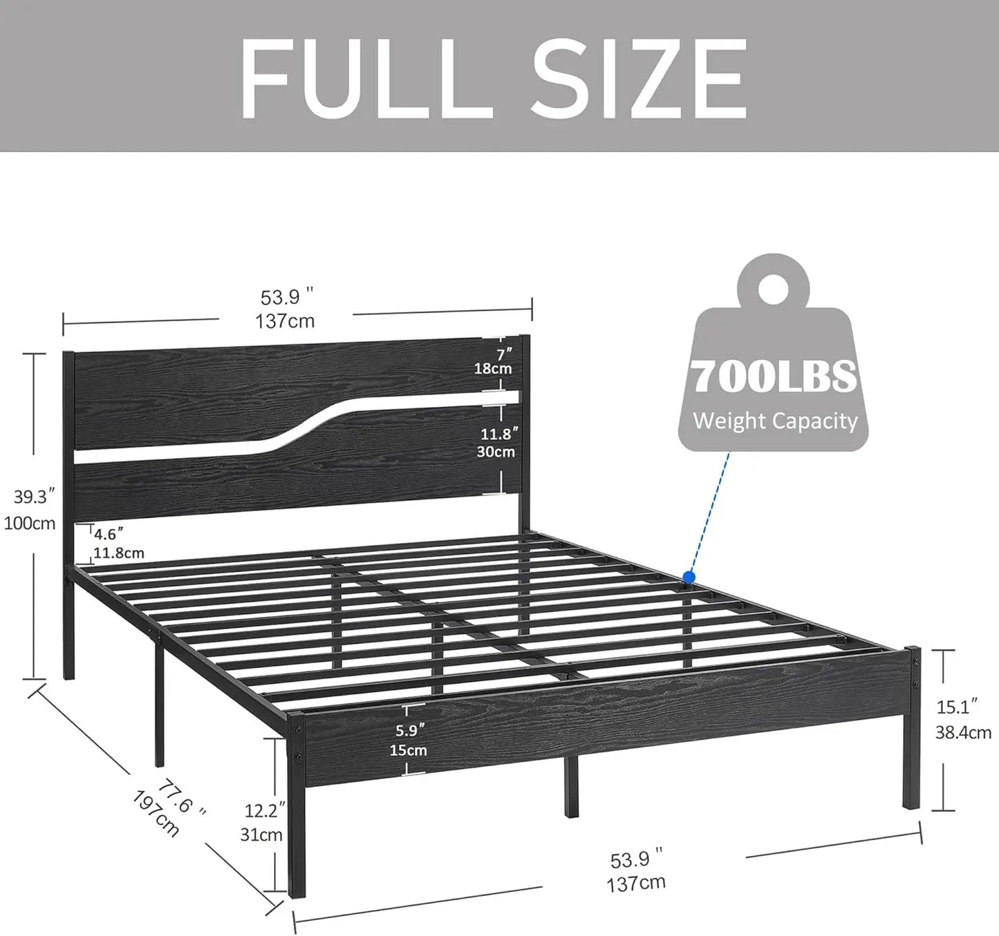 Full Platform Bed with Headboard