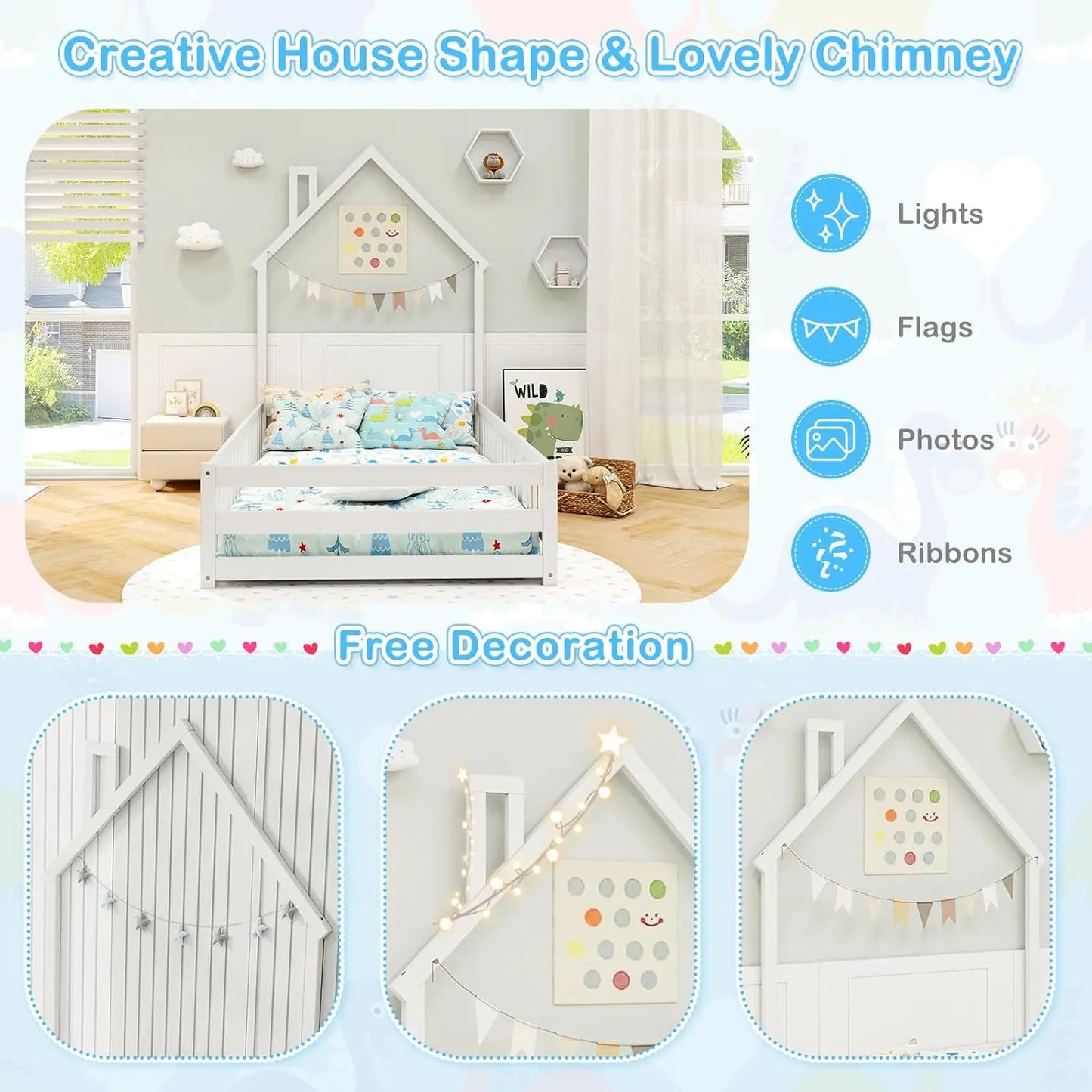 Twin House Floor Bed Wood