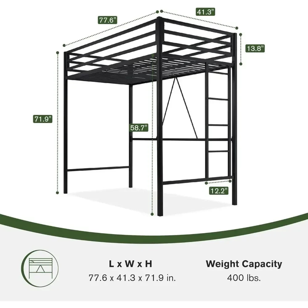 Twin Metal Loft Bed Frame